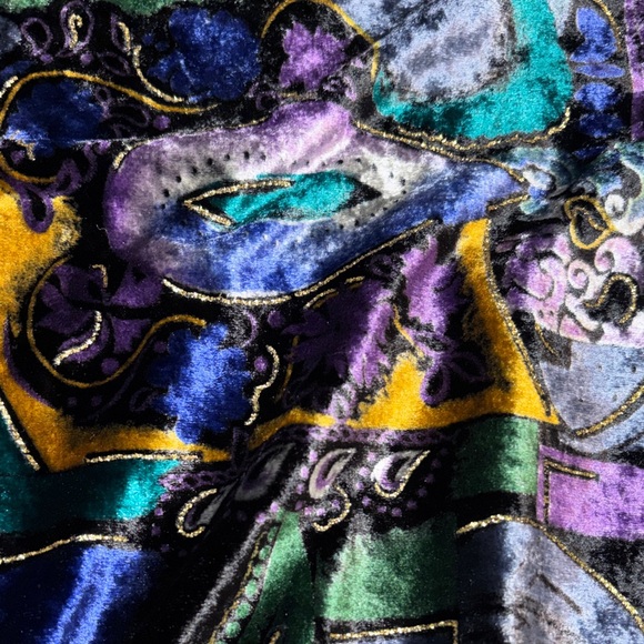 Vintage Western Connection Colorful Abstract Velour Top Medium - Picture 5 of 6